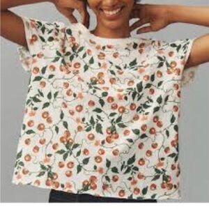 Anthropologie Maeve tomato print cotton t shirt women’s large
